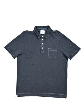 Billy Reid Heathered Pensecola Polo Heather Black — Size Large